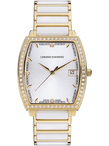 Chrono Diamond Zegarek kwarcowy "Leandra" w kolorze złoto-srebrno-białym