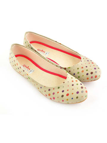 Goby Leder-Ballerinas in Creme/ Bunt