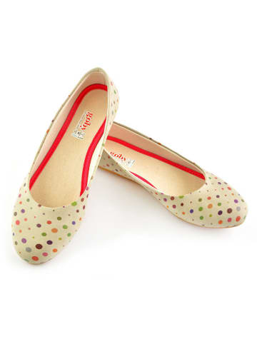 Goby Leder-Ballerinas in Creme/ Bunt