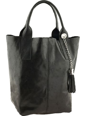 ORE10 Skórzany shopper bag "Laura" w kolorze czarnym - 38 x 41 x 20 cm