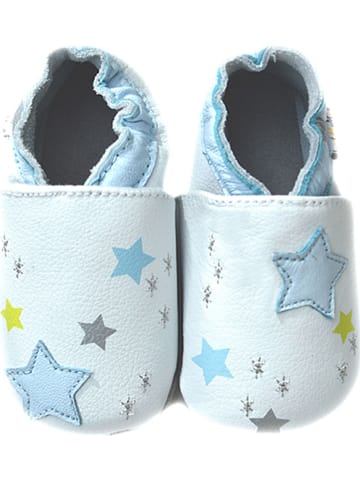Lait et Miel Skórzane buty niemowlęce w kolorze błękitnym