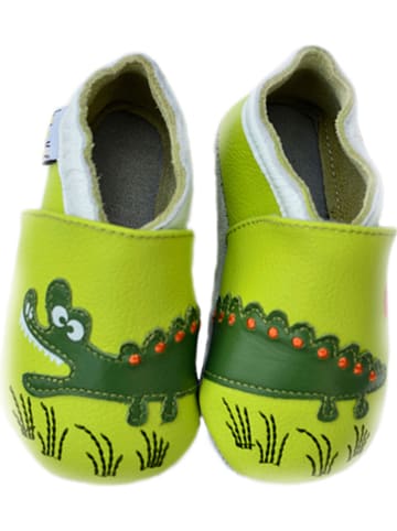 Lait et Miel Skórzane buty w kolorze zielonym do raczkowania