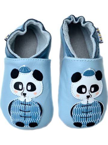 Lait et Miel Skórzane buty "Panda" w kolorze błękitnym do raczkowania