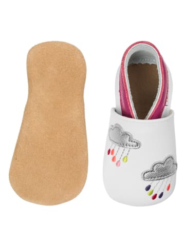 Lait et Miel Leren kruipschoenen "Regenboogkleuren" wit/meerkleurig