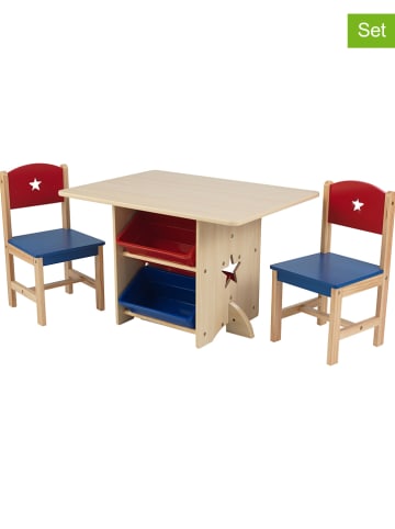 KidKraft 3tlg. Set: Spieltisch mit 2 Stühlen in Natur/ Bunt