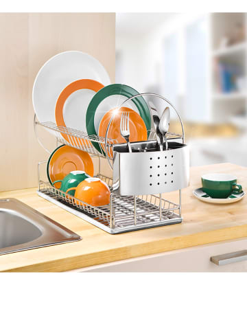 Wenko Geschirrabtropfer "Exclusiv Duo" in Silber - (B)21 x (H)33 x (T)49 cm