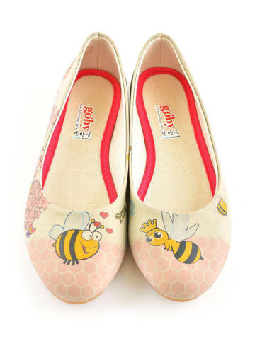 Goby Leder-Ballerinas in Beige/ Bunt