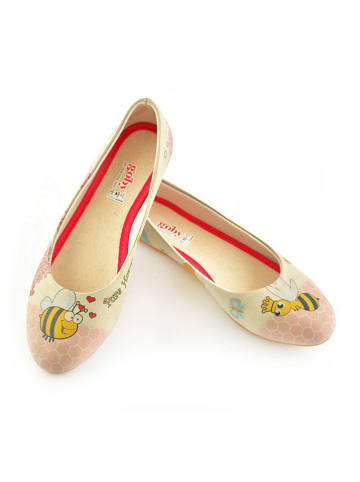 Goby Leder-Ballerinas in Beige/ Bunt