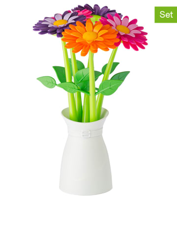 Vigar 6-delige set: pennen met vaas "Flower" wit/meerkleurig - (H)25 cm