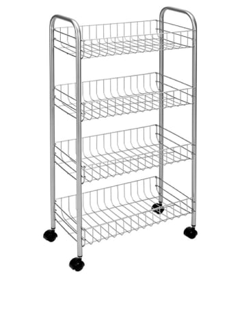 metaltex Rek op wielen "Ascona" zilverkleurig - (B)41 x (H)86 x (D)26 cm