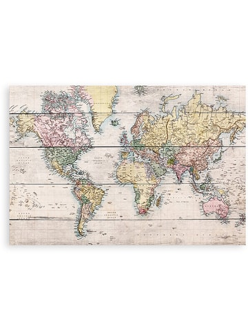 little nice things Druk "World Map" na drewnie - 60 x 40 cm
