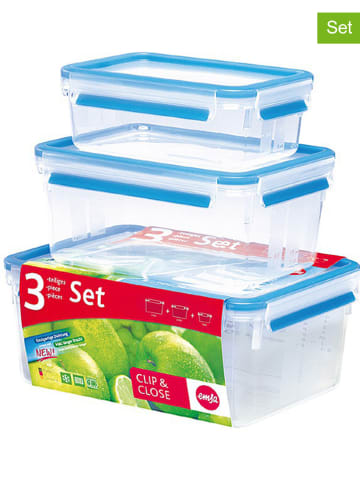 Emsa 3er-Set: Frischhaltedosen "Clip & Close" in Blau