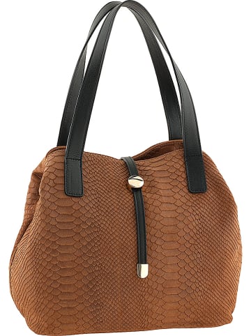 ORE10 Leder-Schultertasche "Acacia" in Hellbraun - (B)30 x (H)26 x (T)16 cm