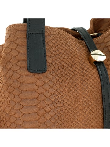 ORE10 Leder-Schultertasche "Acacia" in Hellbraun - (B)30 x (H)26 x (T)16 cm