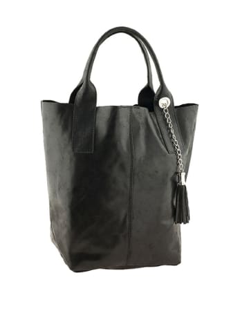 ORE10 Skórzany shopper bag "Laura" w kolorze czarnym - 38 x 41 x 20 cm