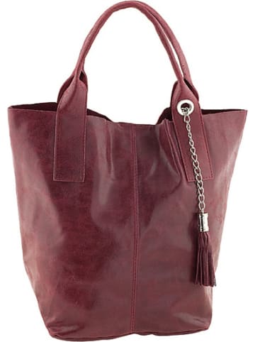 ORE10 Skórzany shopper bag "Laura" w kolorze bordowym - 38 x 41 x 20 cm