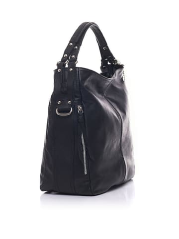 Anna Morellini Leder-Schultertasche in Schwarz - (B)36 x (H)39 x (T)16 cm