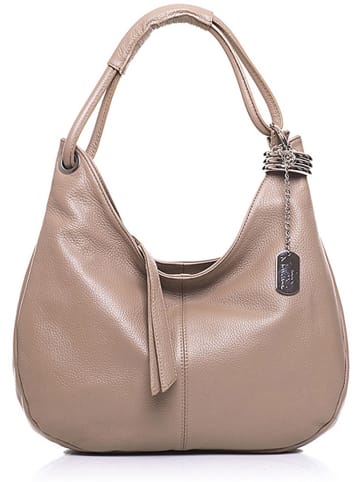 Anna Morellini Leren schoudertas "Alba" taupe - (B)38 x (H)34 x (D)10 cm