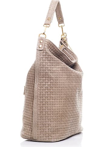 Anna Morellini Skórzany shopper bag "Caroline" w kolorze szarobrązowym - 42 x 38 x 17 cm