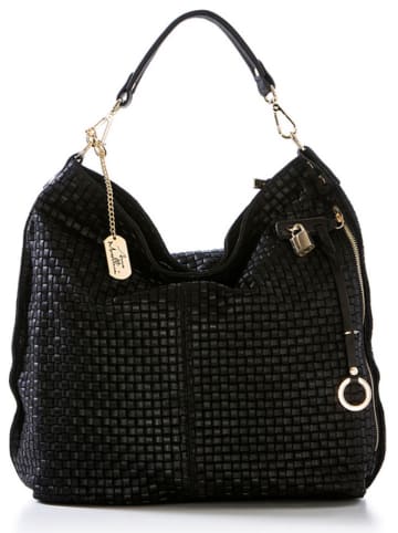 Anna Morellini Skórzany shopper bag "Caroline" w kolorze czarnym - 42 x 38 x 17 cm