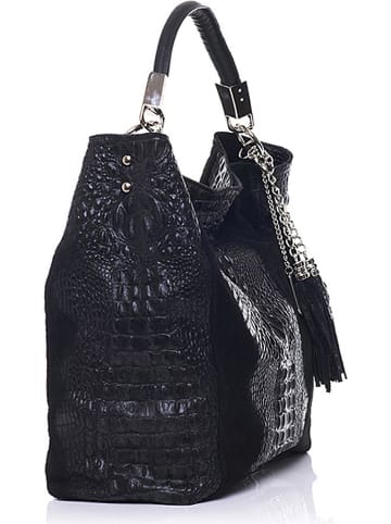 Anna Morellini Skórzana torebka "Alessandra" w kolorze czarnym - 38 x 36 x 14 cm