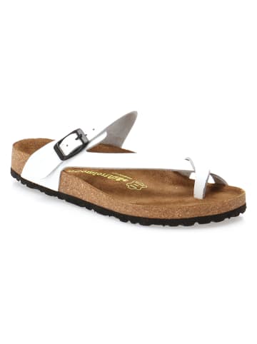 Comfortfusse Leren teenslippers wit