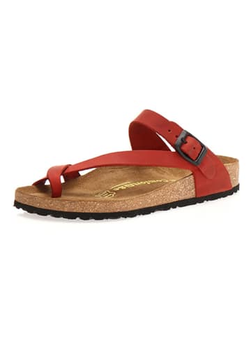 Comfortfusse Leder-Zehentrenner in Rot