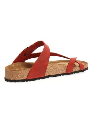 Comfortfusse Leder-Zehentrenner in Rot
