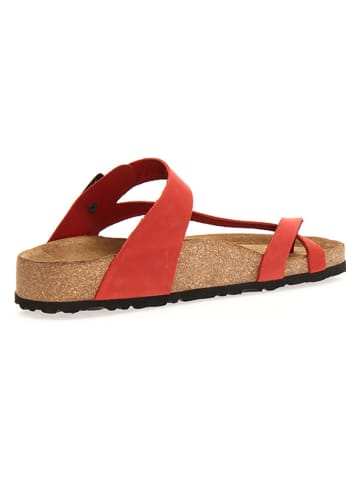 Comfortfusse Leder-Zehentrenner in Rot