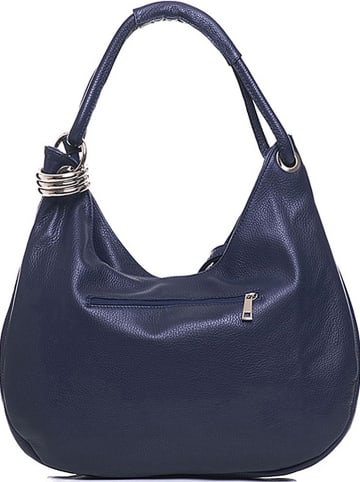 Anna Morellini Leren schoudertas "Alba" donkerblauw - (B)38 x (H)34 x (D)10 cm