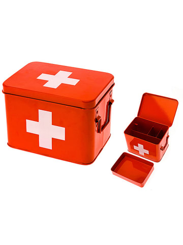 Present Time Aufbewahrungsbox "Medicine" in Rot/ Weiß - (B)21,5 x (H)16 x (T)15,5 cm
