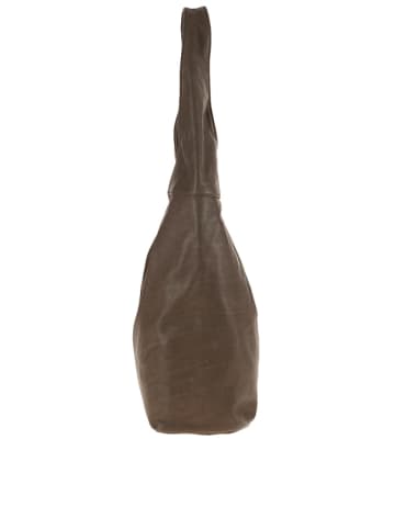 ORE10 Leder-Schultertasche "Vercelli" in Taupe - (B)40 x (H)30 x (T)14 cm