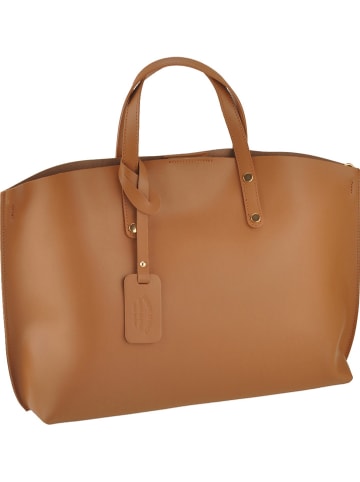 ORE10 Skórzany shopper bag "Avocetta" w kolorze jasnobrązowym - 48 x 30 x 12 cm