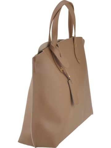 ORE10 Leder-Henkeltasche "Avocetta" in Taupe - (B)48 x (H)30 x (T)12 cm