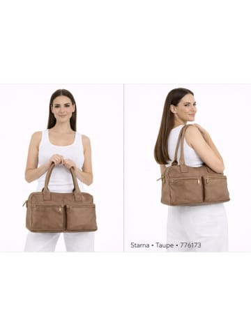 ORE10 Leren handtas "Starna" taupe - (B)34 x (H)26 x (D)14 cm
