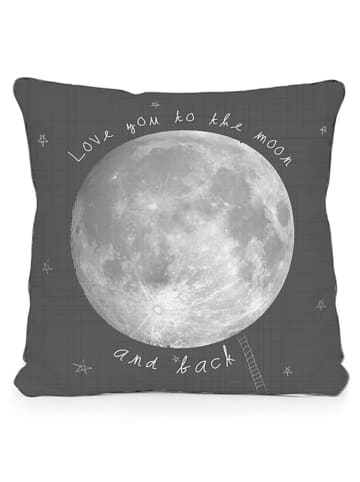 Little nice things Poszewka "Moon" w kolorze czarno-szarym na poduszkę - 40 x 40 cm