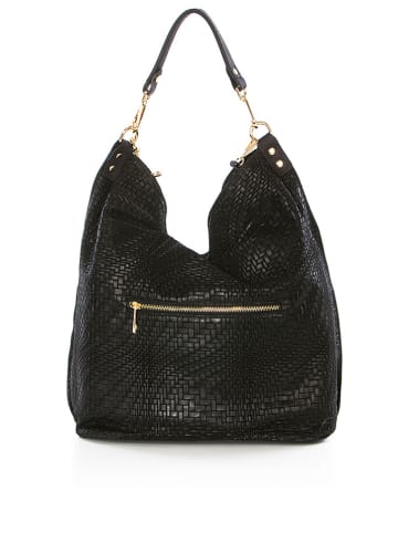 Mia Tomazzi Leder-Schultertasche in Schwarz - (B)42 x (H)38 x (T)17 cm