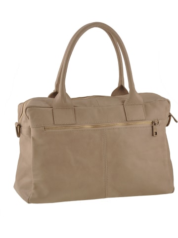 ORE10 Leder-Henkeltasche "Starna" in Beige - (B)34 x (H)26 x (T)14 cm