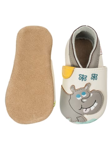Lait et Miel Leren kruipschoenen "Nijlpaard" wit/meerkleurig