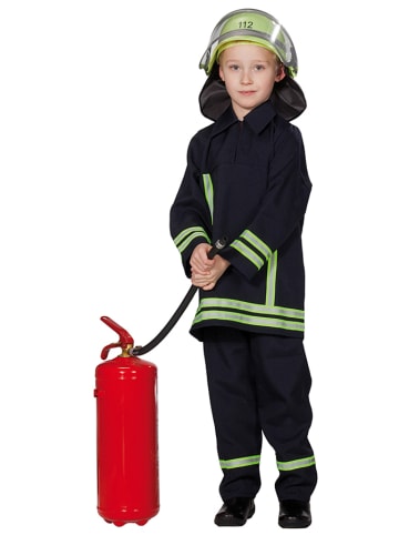 Party x People 2-delig kostuum "Brandweerman" donkerblauw/geel