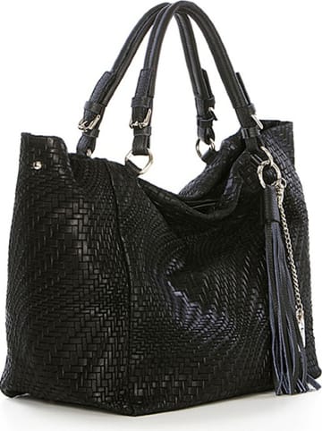 Anna Morellini Skórzany shopper bag "Solana" w kolorze czarnym - 42 x 30 x 20 cm
