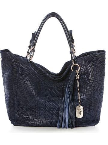 Anna Morellini Leren shopper "Solana" donkerblauw - (B)42 x (H)30 x (D)20 cm