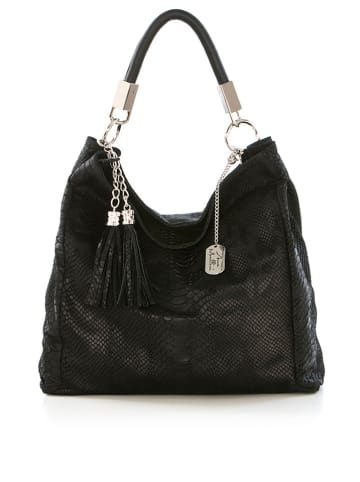Anna Morellini Leren schoudertas zwart - (B)38 x (H)36 x (D)14 cm