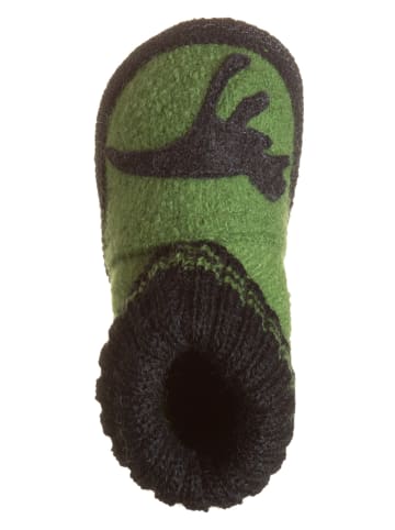 kitz-pichler Pantoffels van vilt "Dino" groen/grijs