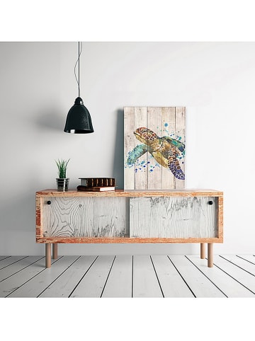 Folkifreckles Kunstdruk op hout "Turtle" - (B)40 x (H)60 cm