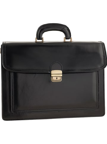 ORE10 Leather briefcase "Roma" in black - 41 x 31 x 18 cm