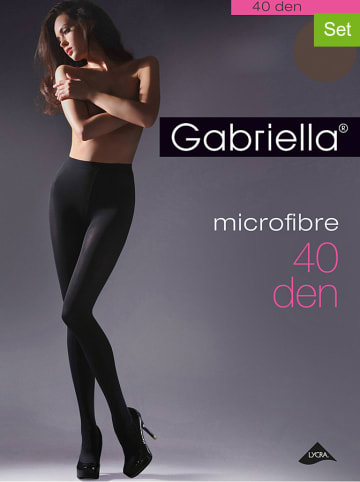 Gabriella 2er-Set: Strumpfhosen "Microfibre" in Haselnuss - 40 DEN