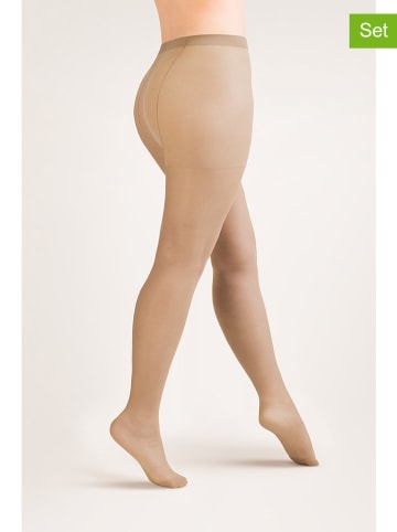 Gabriella 3er-Set: Strumpfhosen "Plus Size Rubensa" in Beige - 20 DEN