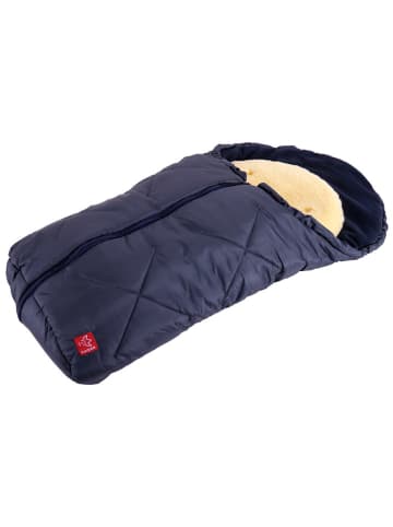 Kaiser Naturfellprodukte Śpiworek "Little Sheepy" w kolorze granatowym do fotelika - 80 x 40 cm