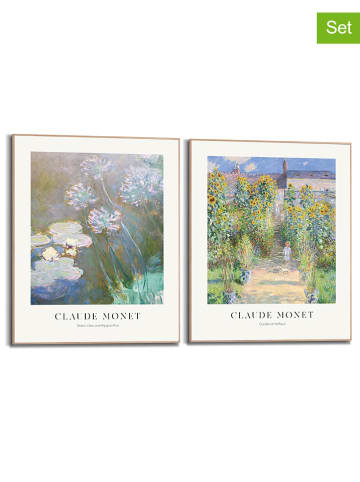 Orangewallz 2er-Set: Gerahmte Kunstdrucke "Claude Monet - Purple Blue" - (B)40 x (H)50 cm